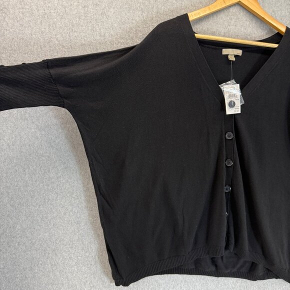 OneA Womens Black Button-Up Cardigan Sweater Button Sleeve Boxy Size Medium NWT - Picture 5 of 15